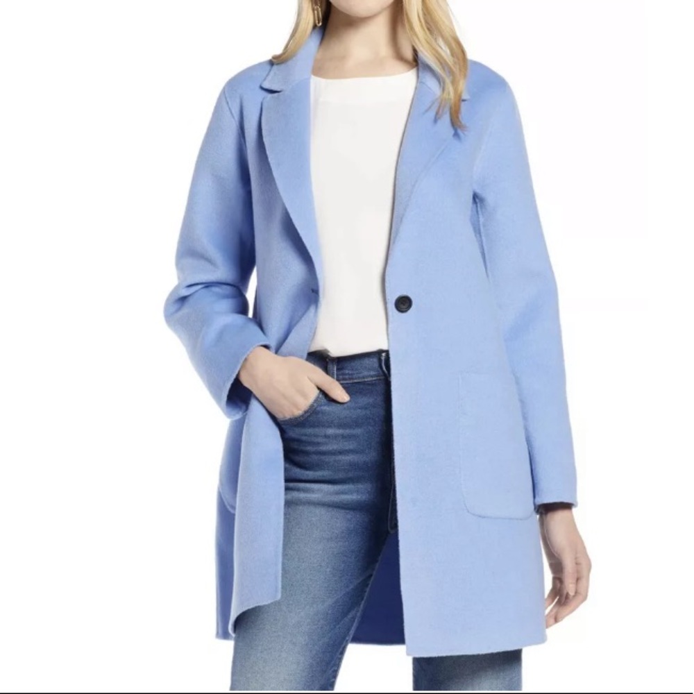 NWT Halogen Coat Size XXS Petite Baby Blue Long